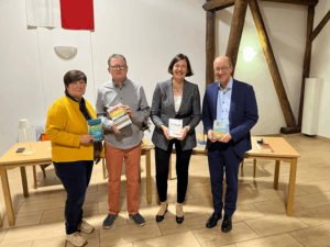 Das Altenburger Buchquartett am 27. September 2022 mit Birgit Seiler, Marian Riedel als Gast, Kristin Jahn und Roland Krischke. (v.l.n.r.) (Foto: Steven Ritter)