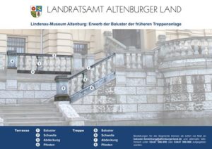 Elemente der alten Treppenanlage am Lindenau-Museum stehen zum Verkauf