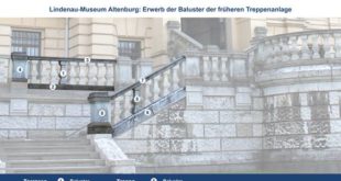 Elemente der alten Treppenanlage am Lindenau-Museum stehen zum Verkauf
