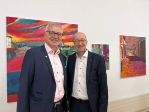 Oltens Stadtpräsident Thomas Marbet (links) mit Dr. Roland Krischke, Direktor der Altenburger Museen, zur Eröffnung der Ausstellung „Oltenburg“ in Olten, (Foto: Markus Dietler)