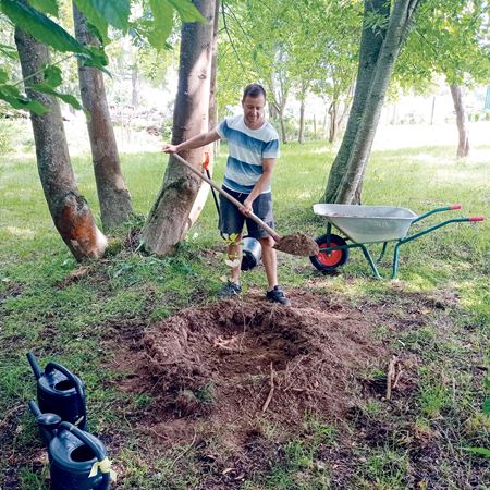 Pflanzung einer Thümmeleiche in Trebula mit dem Besitzer Gabriel Kinzel. (Foto: Thomas Neidhardt)