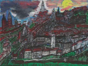 Ulrich Pröhl, Altenburg zum Sonnenuntergang und Gewitter im Anzug, 2007, (Foto: Lindenau-Museum Altenburg)